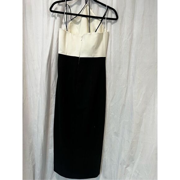 Cinq A Sept Women's Ivory & Black Colorblock Faye Halteneck Midi Dress Sz 8 NWT - Picture 6 of 9